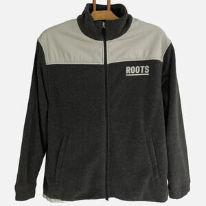 Roots Athletics Men’s Fleece Zip Up Jacket Gray Medium Size 40 Pockets Cozy Fall
